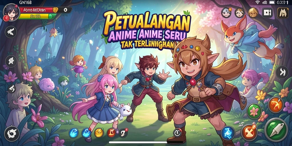 Tampilan gameplay GN168 menunjukkan aksi seru karakter Anime.