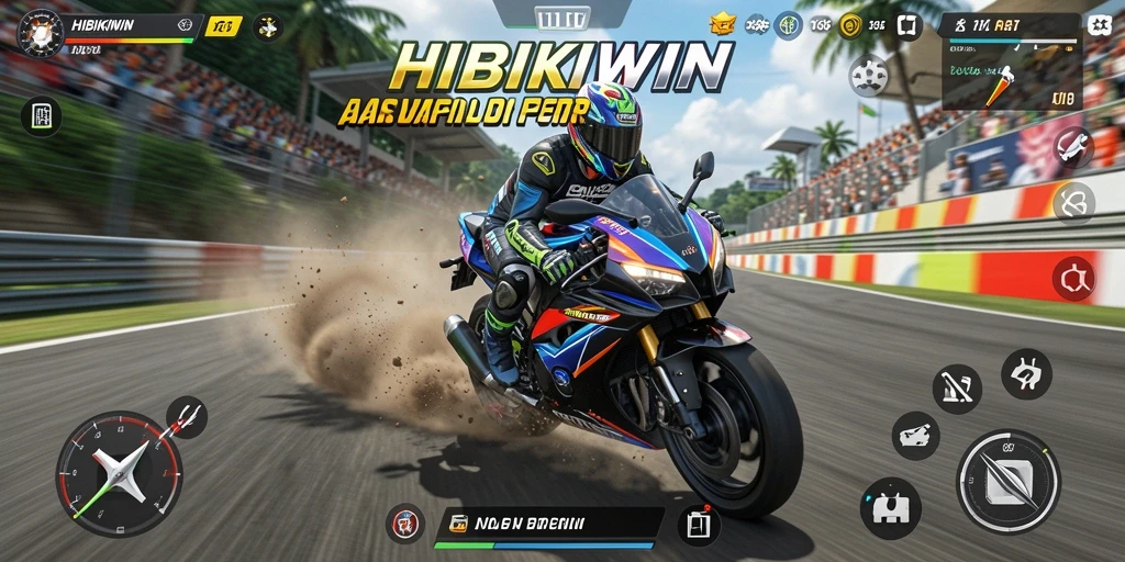 Tampilan gameplay HIBIKIWIN yang mendebarkan di lintasan balap.