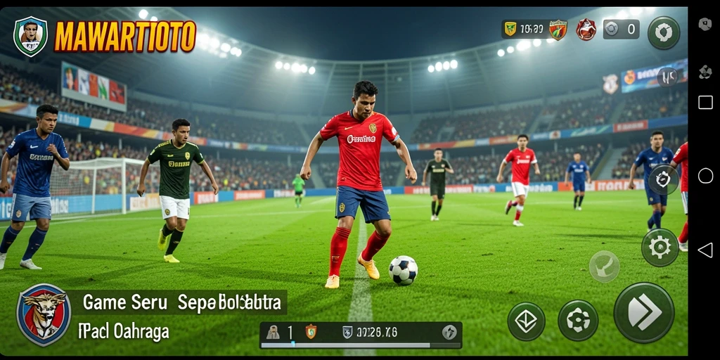 Screenshot gameplay MAWARTOTO menampilkan aksi seru di lapangan sepak bola.