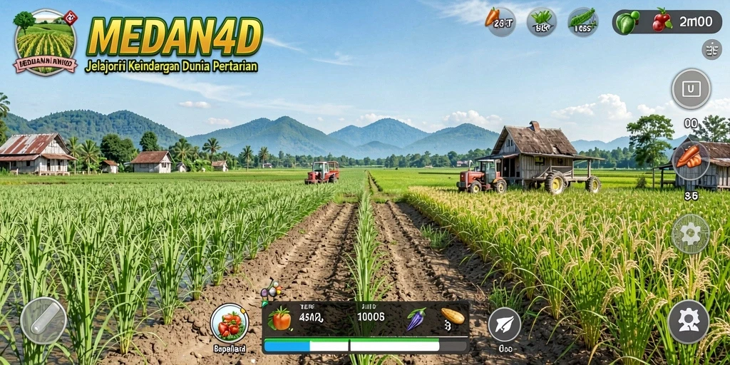 Tangkapan layar gameplay MEDAN4D yang menarik dengan pertanian yang subur.