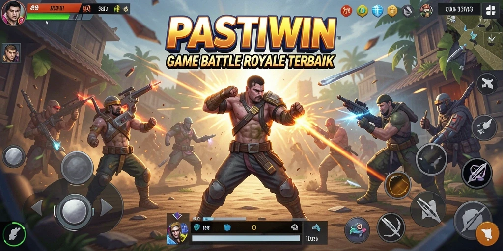 Screenshot gameplay PASTIWIN menunjukkan pertempuran yang intens di medan perang.