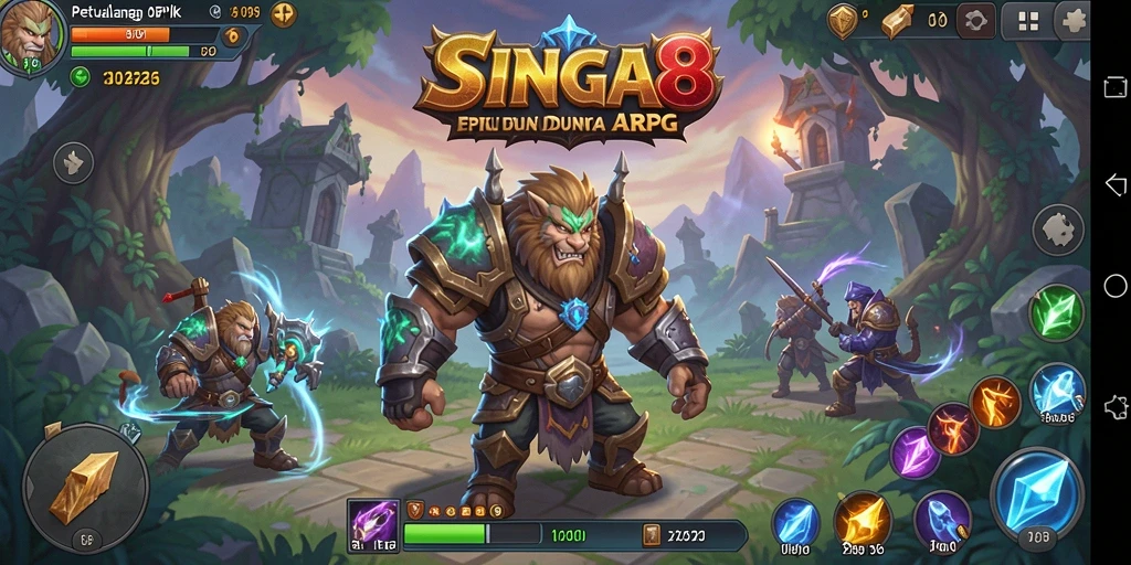 Tangkapan layar menampilkan aksi seru dalam permainan ARPG SINGA8.