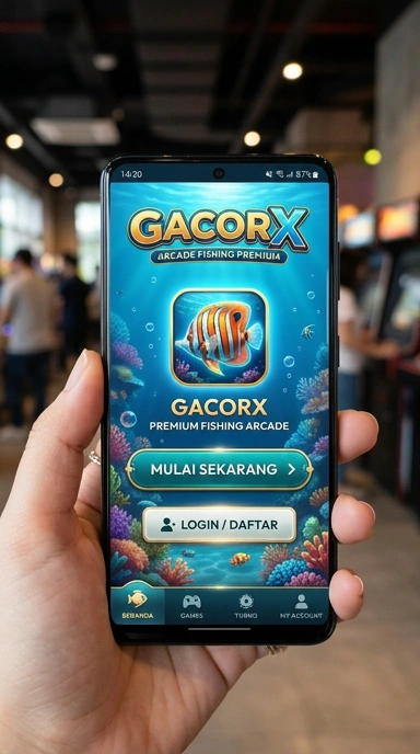 Screenshot aplikasi gacorx dengan berbagai pilihan kategori.